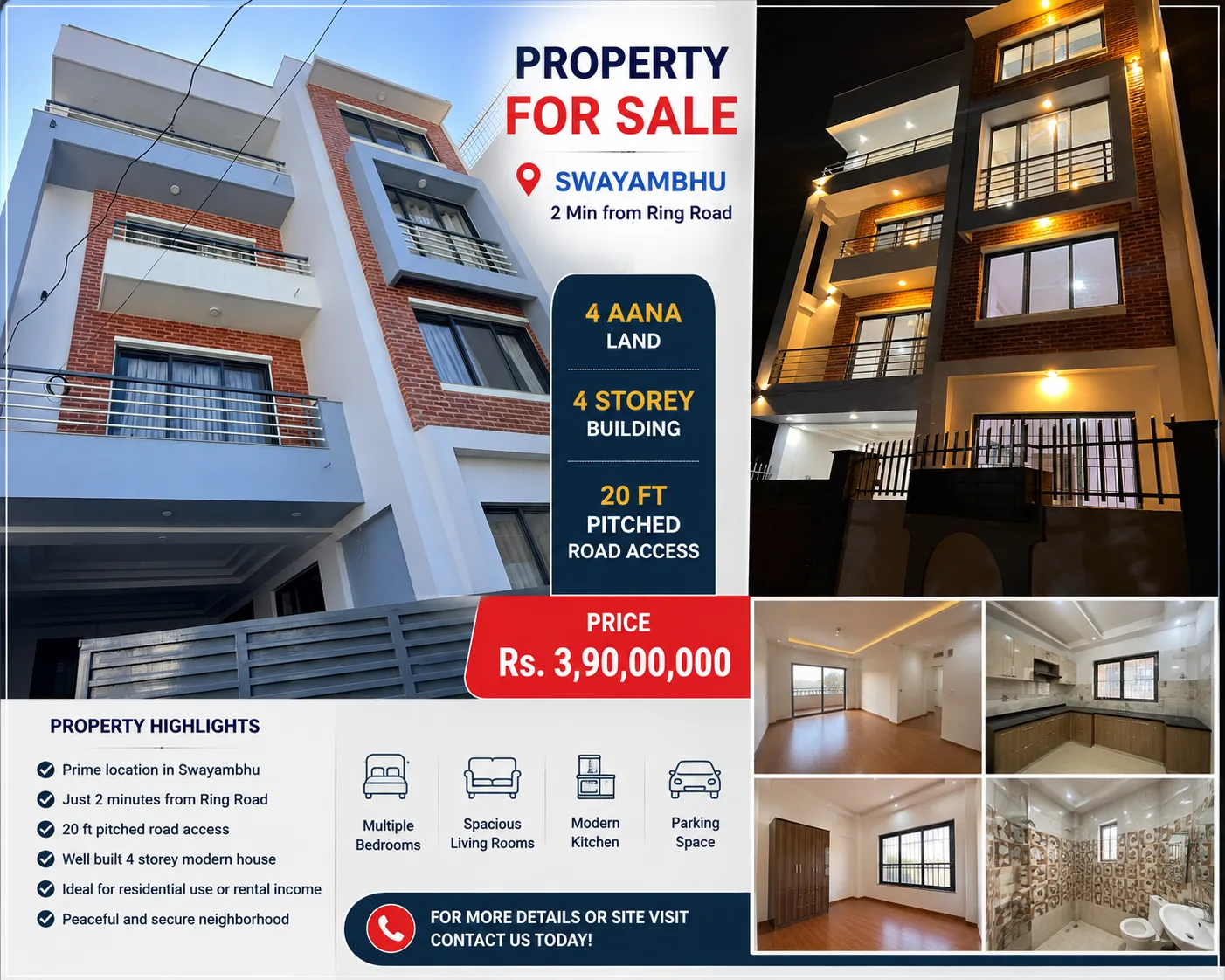 4 talla House in 4 aana land at Swayambu Kathmandu
